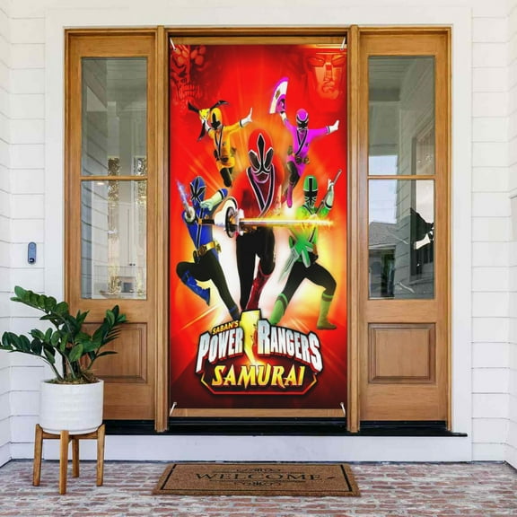 Door Cover Decorated Banner Power Rangers Holiday Party Indoor Outdoor Home Tapestry Decor 72.8 X 35.4 Inch