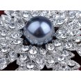 thumbnail image 4 of Stunning Clear Crystal Rhinestone Faux Pearl Christmas Snowflake Pin Brooch, 4 of 5