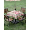 thumbnail image 3 of Outdoor Tablecloth with Umbrella Hole and Zipper, Valentine's Day Square Table Cloth 54x54 Inch Waterproof Tablecloth, Pink Bows Romantic Love Heart Vintage Plaid Picnic Table Cover for Patio Camping, 3 of 7