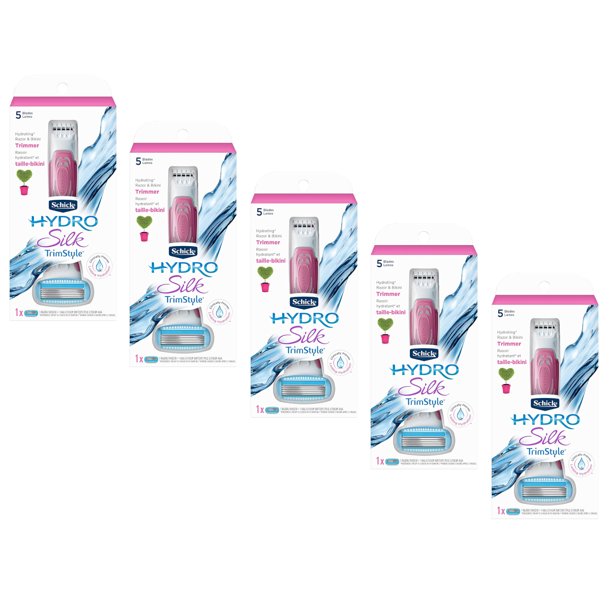 Schick Hydro Silk Trimstyle Razor & Bikini Trimmer + Refill Pack of 5
