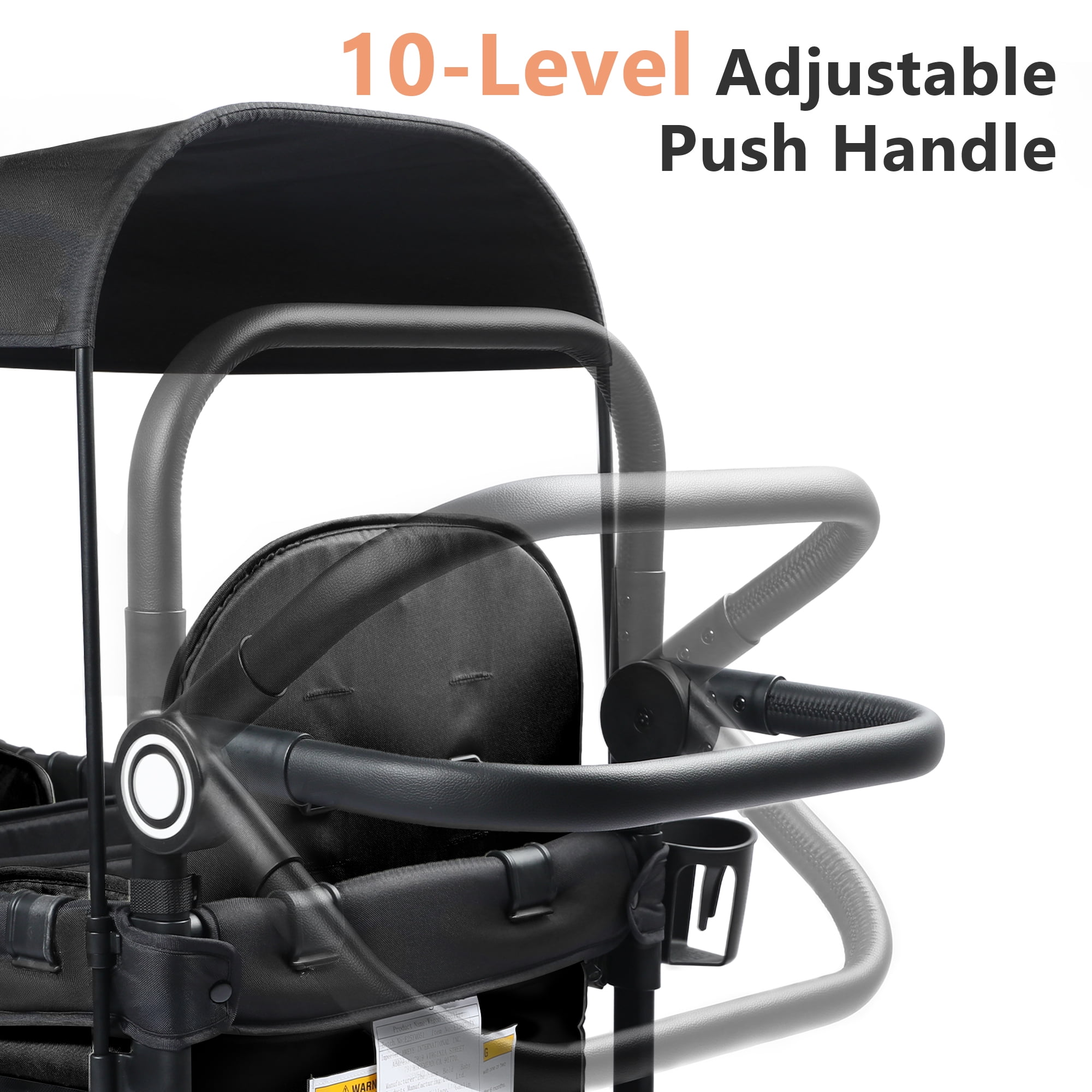 AILEEKISS Stroller Wagon for 2 Toddlers with Canopy, All-Terrain Baby Wagon Stroller, 55 Pounds, Black