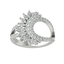 ARAIYA FINE JEWELRY 14K White Gold Round and marquise-shape Lab Grown Diamond Fashion Ring (1 cttw, VS Clarity, D-F Color) Size 7