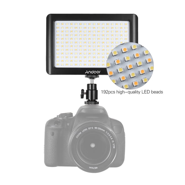 LED Andoer mini portátil portátil portátil portátil videra fotografía lámpara panel LED LED 3200K/6000K 192 PCS BEADS PARA LA CAMARA DSLR DV VIGULAR
