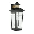 thumbnail image 2 of Matte Blackith Warm Brass Three Light Outdoor Wall Lantern from the Kingsley Collection, 2 of 5
