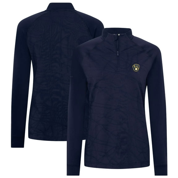 Women's Levelwear Navy Milwaukee Brewers Amethyst Insignia 2.0 Quarter-Zip Jacket