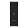 thumbnail image 3 of Newboti Furniture Vico 76" High Armoire Wardrove Closet With 2 Drawers, Double Door Cabinet, One Shelf And Hanging Rod, Bedroom Clothes Storage Cabinet Organizer88837, 3 of 9