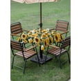 thumbnail image 5 of Square Outdoor Tablecloth with Umbrella Hole Sunflower Outside Table Cloth Waterproof Patio Table Cover Vintage Spring Floral Botanical Yellow Green Zipper Tablecloths for Picnic Camping 60x60 Inch, 5 of 8