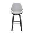 thumbnail image 2 of Arabela 26" Gray Faux Leather and Black Wood Swivel Bar Stool, 2 of 10
