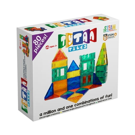 Tytan Tiles Magnetic Toy Tiles, 80 Pieces, STEM Certified | Ages Children to Adult 3+