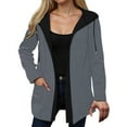 thumbnail image 2 of Hooded Jacket for Women 2025 Fall Winter Color Block Long Sleeve Zip Up Hoodie with Pockets Outerwear, 2 of 7