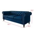thumbnail image 6 of Home Design Kelso Velvet Rolled Arm Sofa with Deep Button Tufting, Nailhead Trim and Turned Legs, Blue, 6 of 6