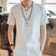 thumbnail image 5 of Conjunto de chándal para hombre, camiseta y pantalones cortos, sin logotipo, chándal de lino, sudaderas, tendencias, disfraces, pantalones cortos para hombre, ropa barata, verano, 5xl, 5 of 5