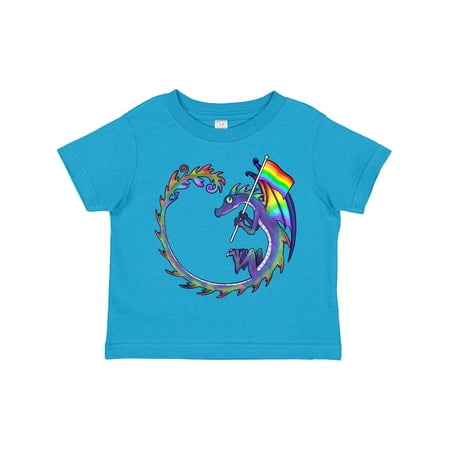 

Inktastic LGBTQ Rainbow Dragon with Pride Flag Gift Toddler Boy or Toddler Girl T-Shirt