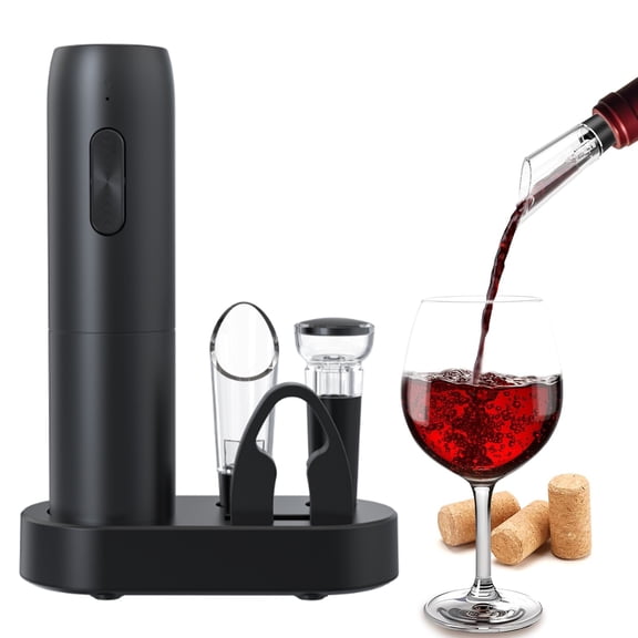 Behome Electric Wine Opener Set, Rechargeable Wine Corkscrew, Wine Bottle Opener with Charging Base, Foil Cutter, Wine Aerator Pourer and Wine Stopper