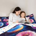 thumbnail image 4 of Manfei Cute Cartoon Donuts Full Size Comforter Sets,Celestial Starry Bedding Comforter Set,Blue Pink,Colorful Stars Reversible,3 Pieces,1 Comforter and 2 Pillowcases, 4 of 7