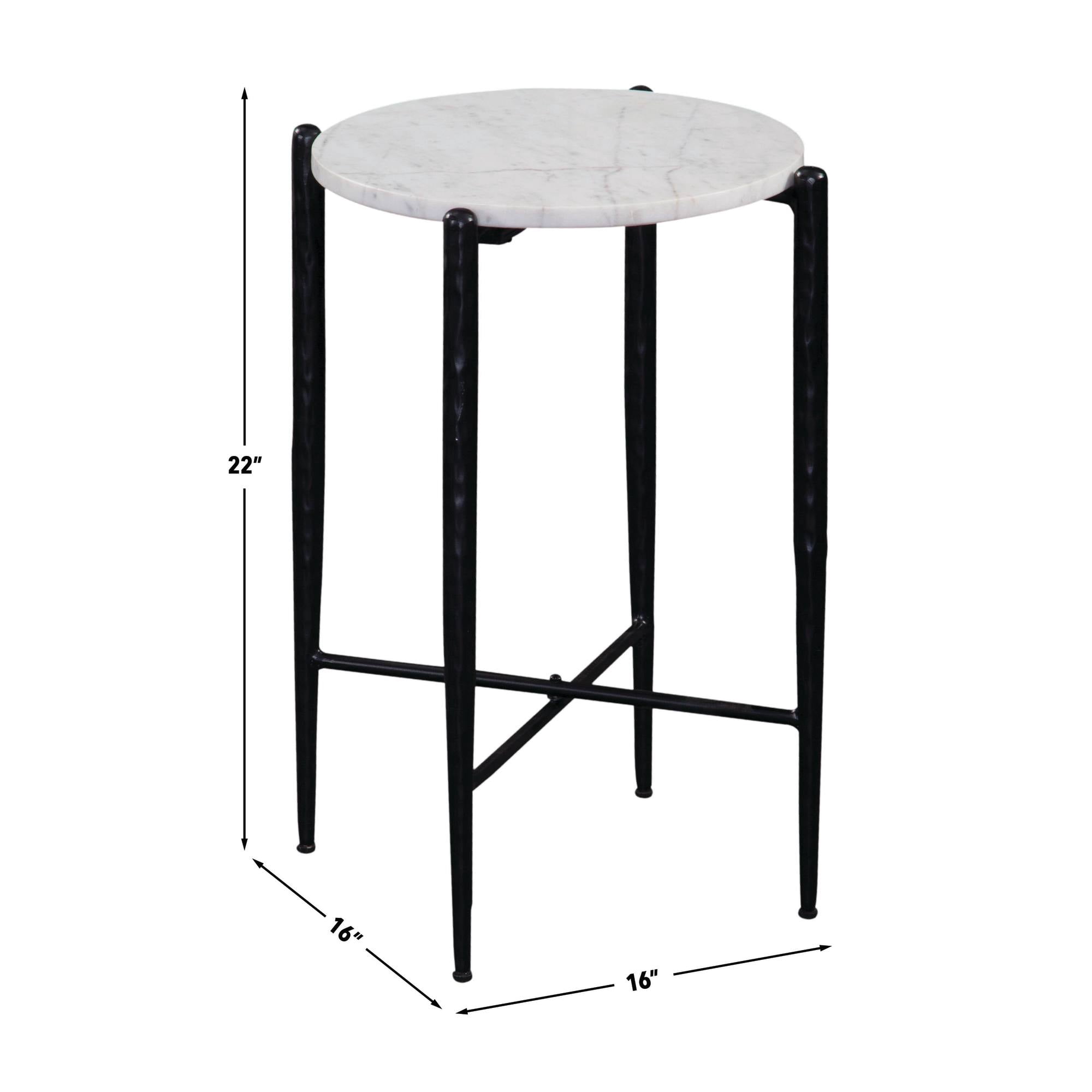 Steve Silver Loxie White Marble Top Round End Table
