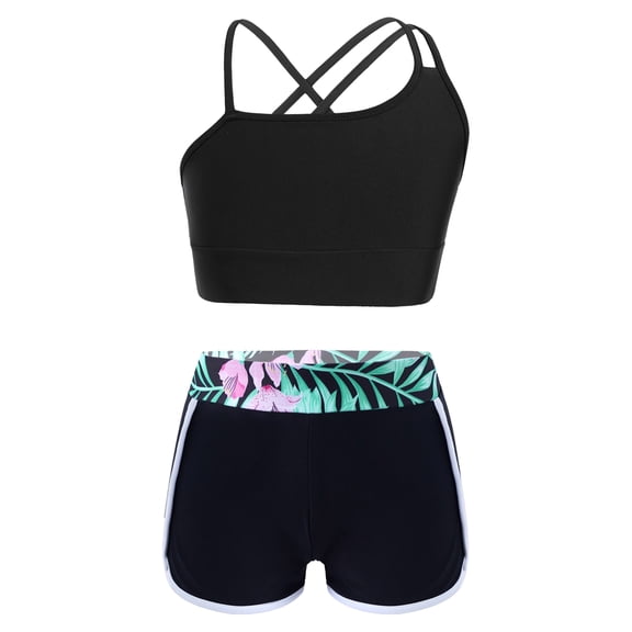 HULIJA Kids Girls 2 Piece Gymnastics Dance Sport Outfits Crop Top with Shorts Active Set Athletic Lily 10