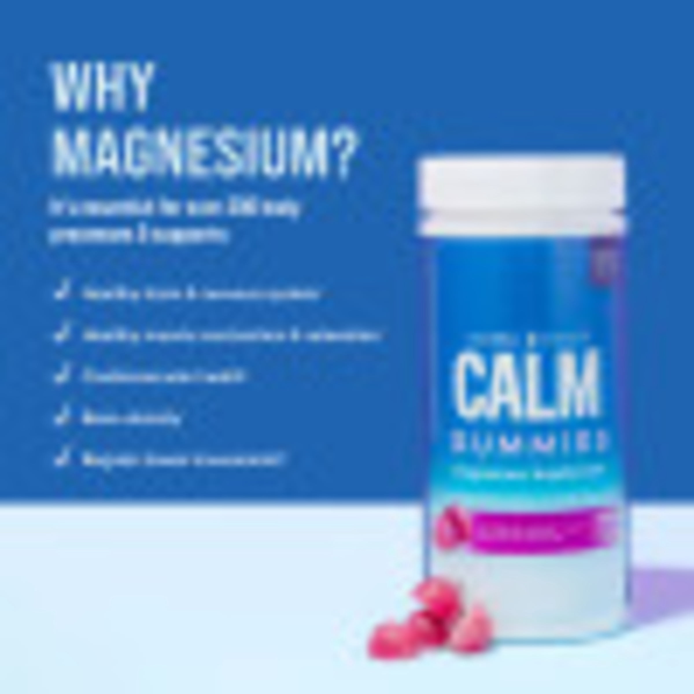 Calm Magnesium Citrate Gummies | Raspberry Lemon Flavored | 120 Count | by Natural Vitality