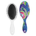thumbnail image 2 of Floral Aesthetic Hair Brush with Geometric Boho Pattern, Soft Cushion Paddle Brush for Thick Curly Straight Hair, Artistic Design Gift Comb, 2 of 7
