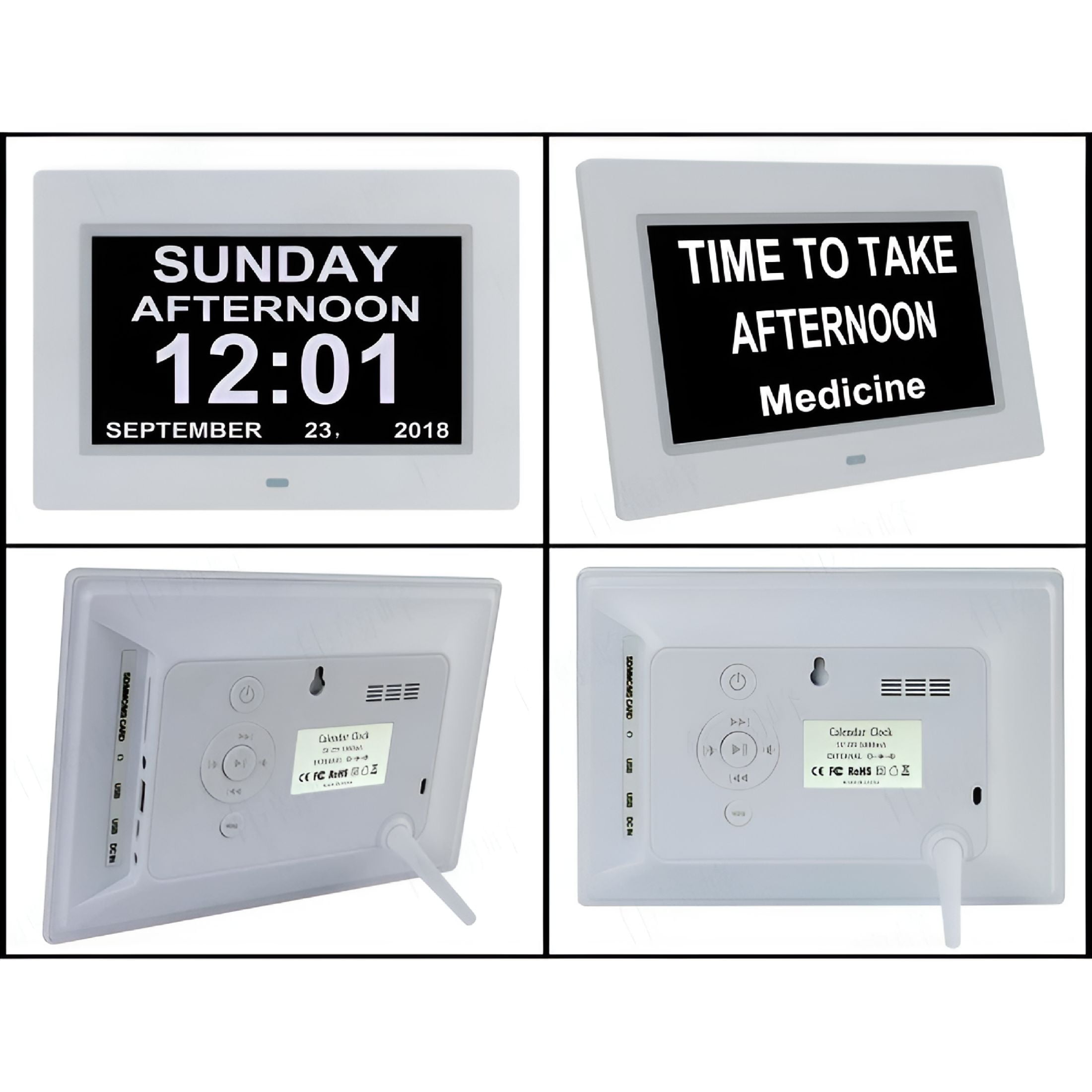 GJX 2026 New Digital Day Calendar Clock - Extra Large Date Day Time of Week Clock with 12 Alarm Options for Seniors,Elderly,Dementia,Alzheimer for Home, Office, Bedroom, Living Room (7-Inch,White)