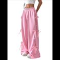 thumbnail image 3 of Pantalones Deportivos Holgados para Mujer, con Cintura Elástica, Informales, de Pierna y Bolsillos, Estilo Y2K Rosa M, 3 of 9