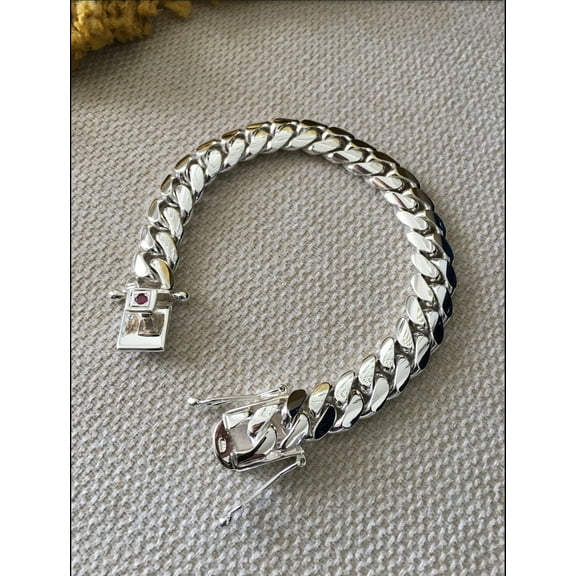 Bluebell Jewels 14MM Men's Cuban Link Bracelet 925 Sterling Silver Polished Finish with Box Clasp