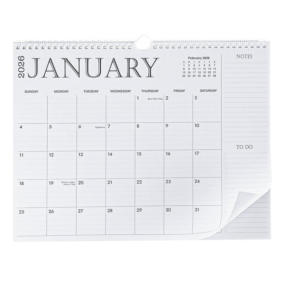 sixwipe Simplicity Calendar 2026-2027, 18 Monthly Wall Calendar 2025, 15 x 11 Inches, Thick Paper with Julian Dates and Block for New Year and Christmas Presents