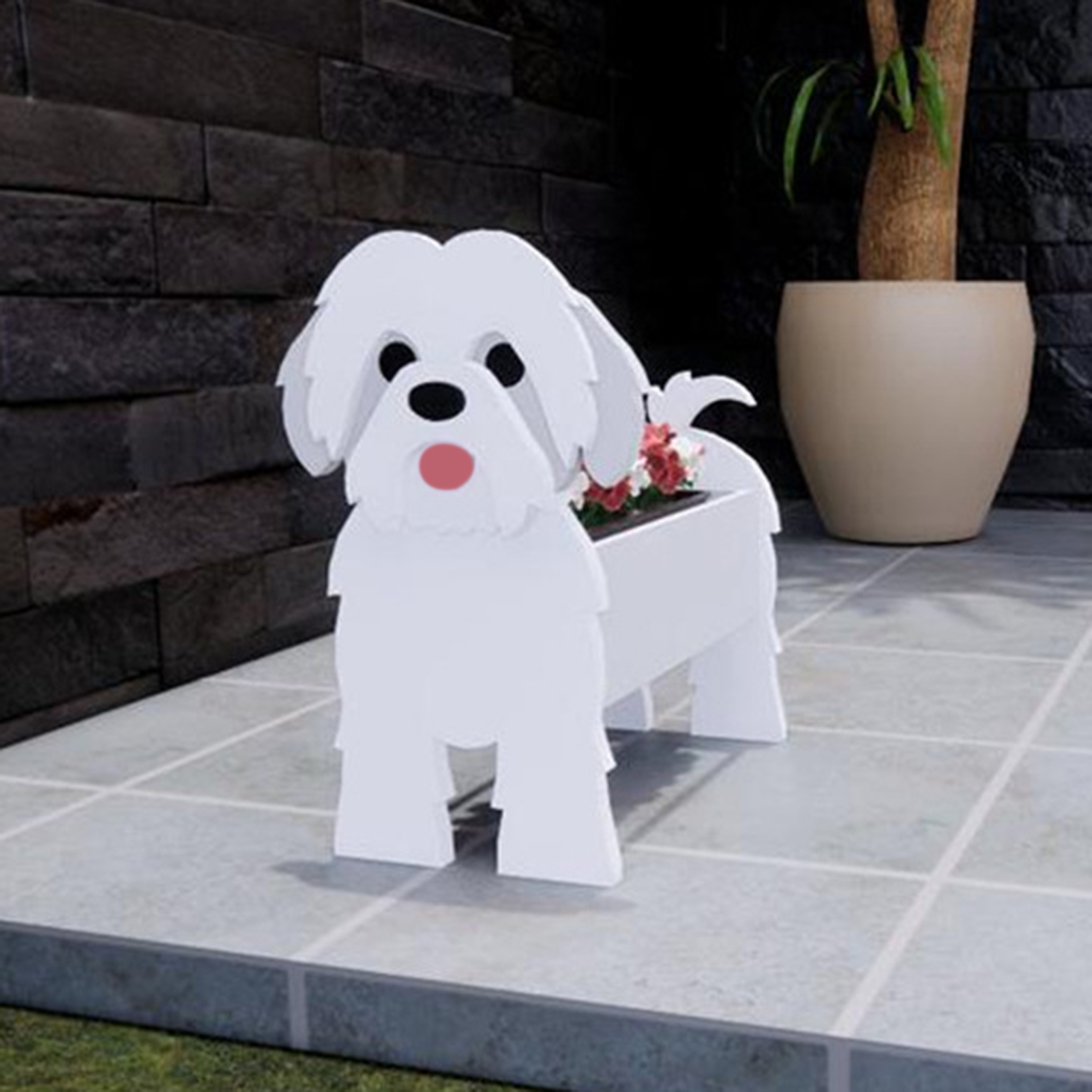 1pc Puppy Shaped Straw Flower Pot, Creative Woven Planter - Home