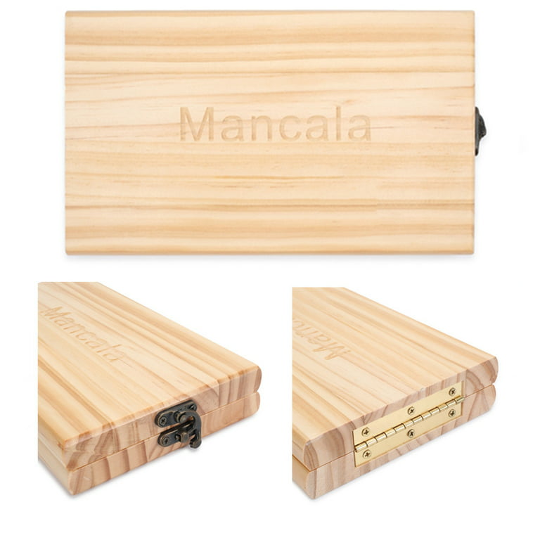 AMEROUS Wooden Mancala Board Game Set with 72+8 Bonus Multi Color Glas