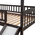 thumbnail image 5 of Harper & Bright Designs House Kids Playhouse Plywood Twin Loft Bed with Roof and Slide, Espresso, 5 of 10