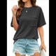 thumbnail image 1 of Blusa de Verano de Corta para Mujer, Estilo Túnica Básica Informal con Cuello Redondo Texturizado y Gran Tamaño Negro XXL, 1 of 10