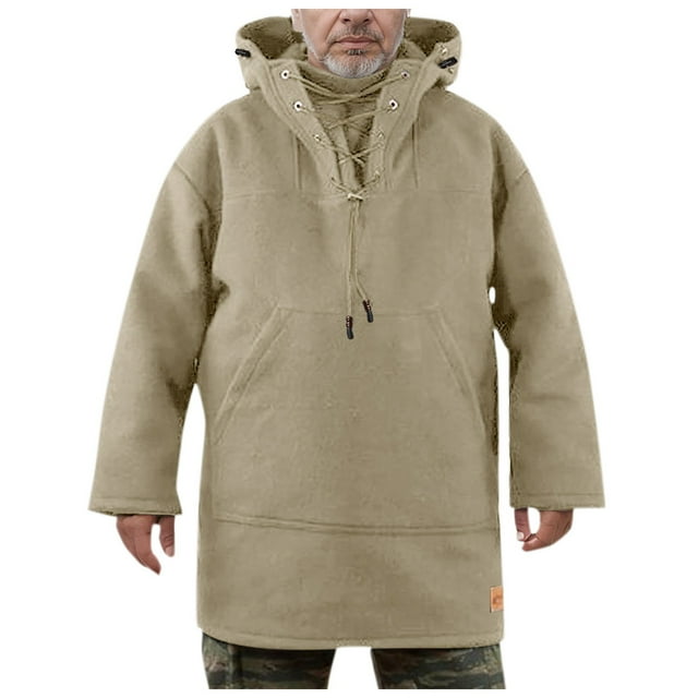 Sweat à Capuche Rétro pour Hommes avec Col Montant, Coupe Ample Décontractée, Style Business, Manches Longues Mi-Longues, Couleur Unie