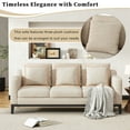 thumbnail image 3 of FFH 3-Seater Fabric Lounge Sofa with 3 Pillows & Deep Seat, Modern Comfy Upholstered Couch with Wood Legs, 80.5"*34"*34", 3 of 8