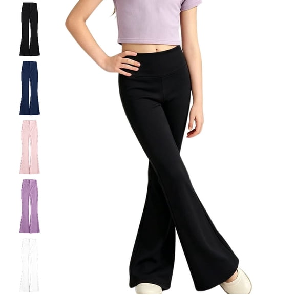 UJNDER Girls High Waist Yoga Elastic Dance Leggings Sport Casual Tights for Back to School Pants Girls Pants,Black,11-12 Years