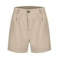 thumbnail image 4 of Seductiva Women's Shorts Linen Shorts for Women Summer High Waisted Button Fly Shorts Baggy Business Casual Work Shorts with Pockets Womens Workout Shorts 1PC, 4 of 5