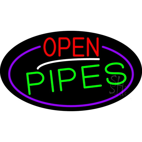 Open Pipes Oval With Purple Border LED Neon Sign 20 x 37 - inches, Clear Edge Cut Acrylic Backing, with Dimmer - Bright and Premium built indoor LED Neon Sign for Bar decor.