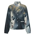 thumbnail image 5 of Jackets for Women Winter Coat Jackets Flannel Stand Collar Jacket(Modern Art Lady Portrait,Size:S-4XL), 5 of 7