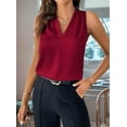 thumbnail image 2 of Womens Pleated Tank Tops Wine Red L, 2 of 4