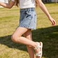 thumbnail image 4 of JLMSPLWG Girls Cute Shorts Jeans High Waist Denim Skorts Split Casual Zip Up Skirt Shorts for Teens Girl Trendy Y2k Streetwear Tween Summer Clothes, 4 of 8