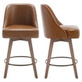 thumbnail image 5 of ANMINY Counter Height Bar Stools Set of 3, 26" Seat Height Upholstered Linen Fabric Swivel Barstools with Mid-Back Modern Chairs Island Stools for Home Bar Kitchen Pub, 5 of 12