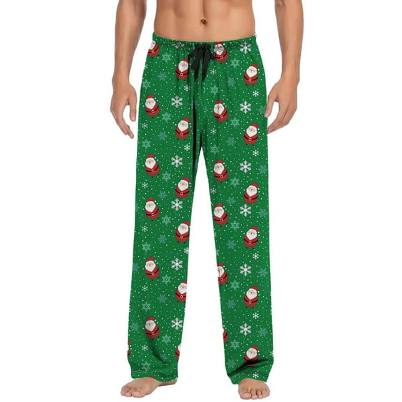 KKBOTIVE Christmas Pajama Pants for Men Soft Elastic High Waisted Casual Pant Loose Fit Comfy Funny Xmas Printed PJs Bottoms, Green, Size XXL