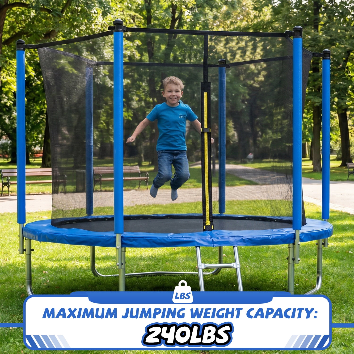Alvantor Trampoline 8ft Trampolines for Kids with Enclosure Net Blue