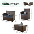 thumbnail image 4 of FHFO Patio Outdoor Furniture 4 Pieces Sectional Sofa Set Balcony Furniture Wicker Rattan Chairs with Table and Loveseat for Garden, Porch, Backyard, Brown Wicker/Blue Cushion, 4 of 8