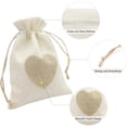 thumbnail image 2 of Paquete de 10 bolsas de arpillera en forma de corazón JAMW pequeñas bolsas de regalo con cordón de lino para bodas fiestas Navidad 4 x 6 beige Sencillez, 2 of 5