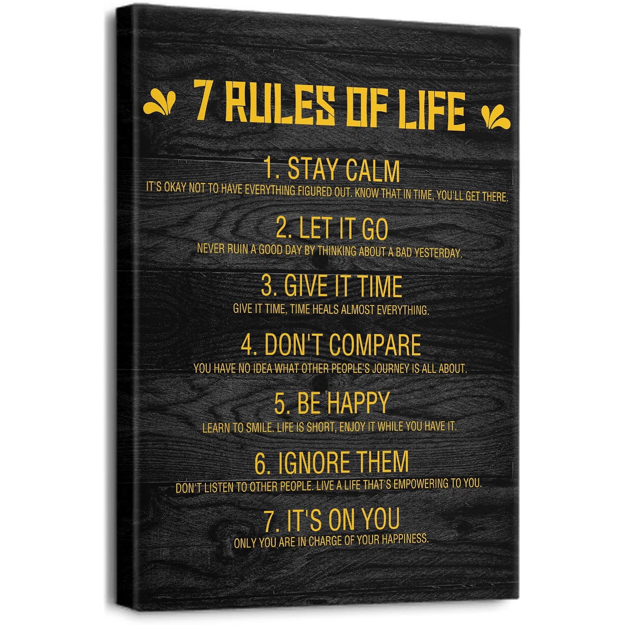 Inspirational Quotes Wall Art for Office 7 Rules of Life Motivational Poster Canvas Prints Framed Positive Affirmations Wall Decor Modern Home Artwork 12 x 16