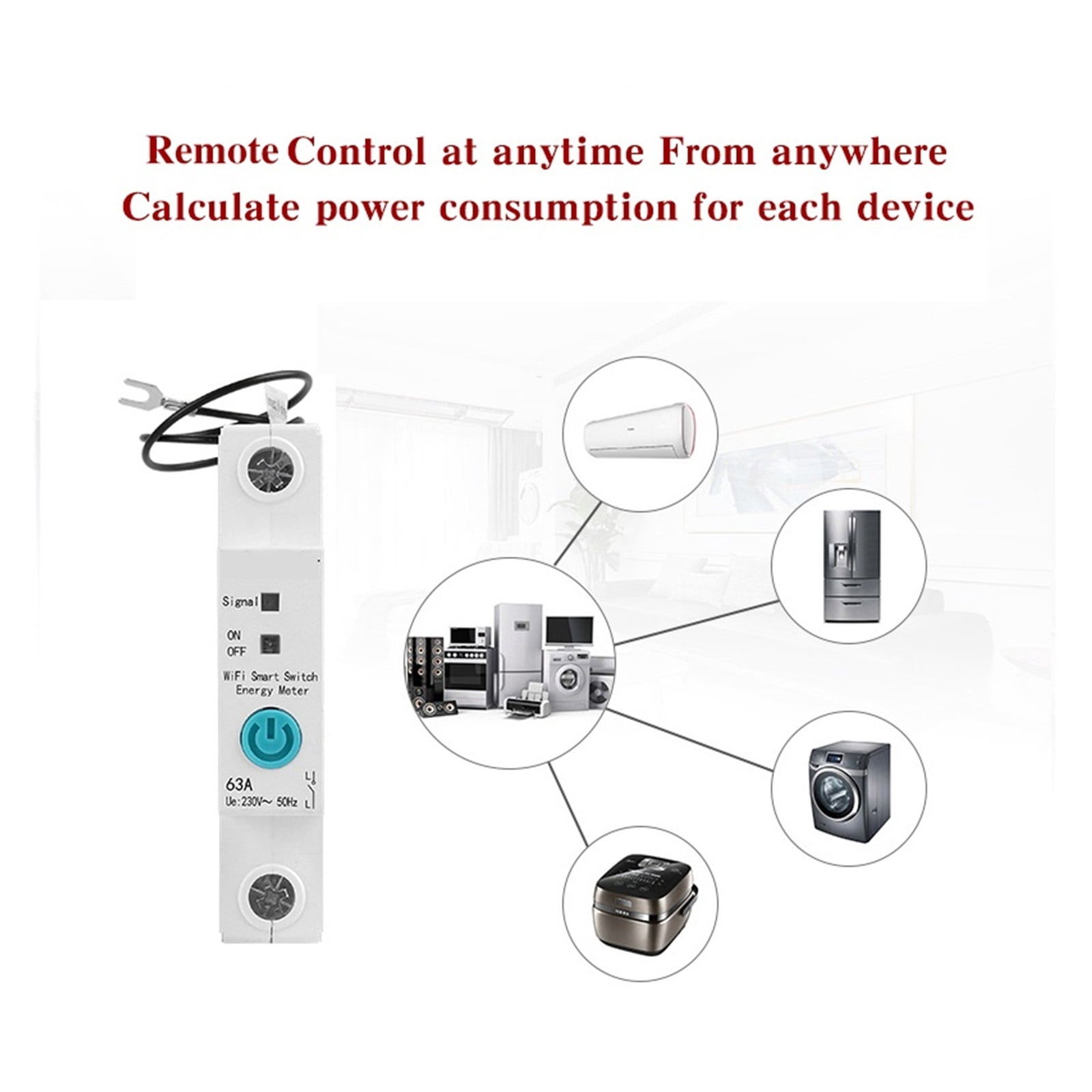 1P Single Phase Din Rail WIFI Smart Energy Meter Power Consumption KWh Meter Wattmeter With Smart Speaker Smart Energy Meter Timer ,Overload Protection