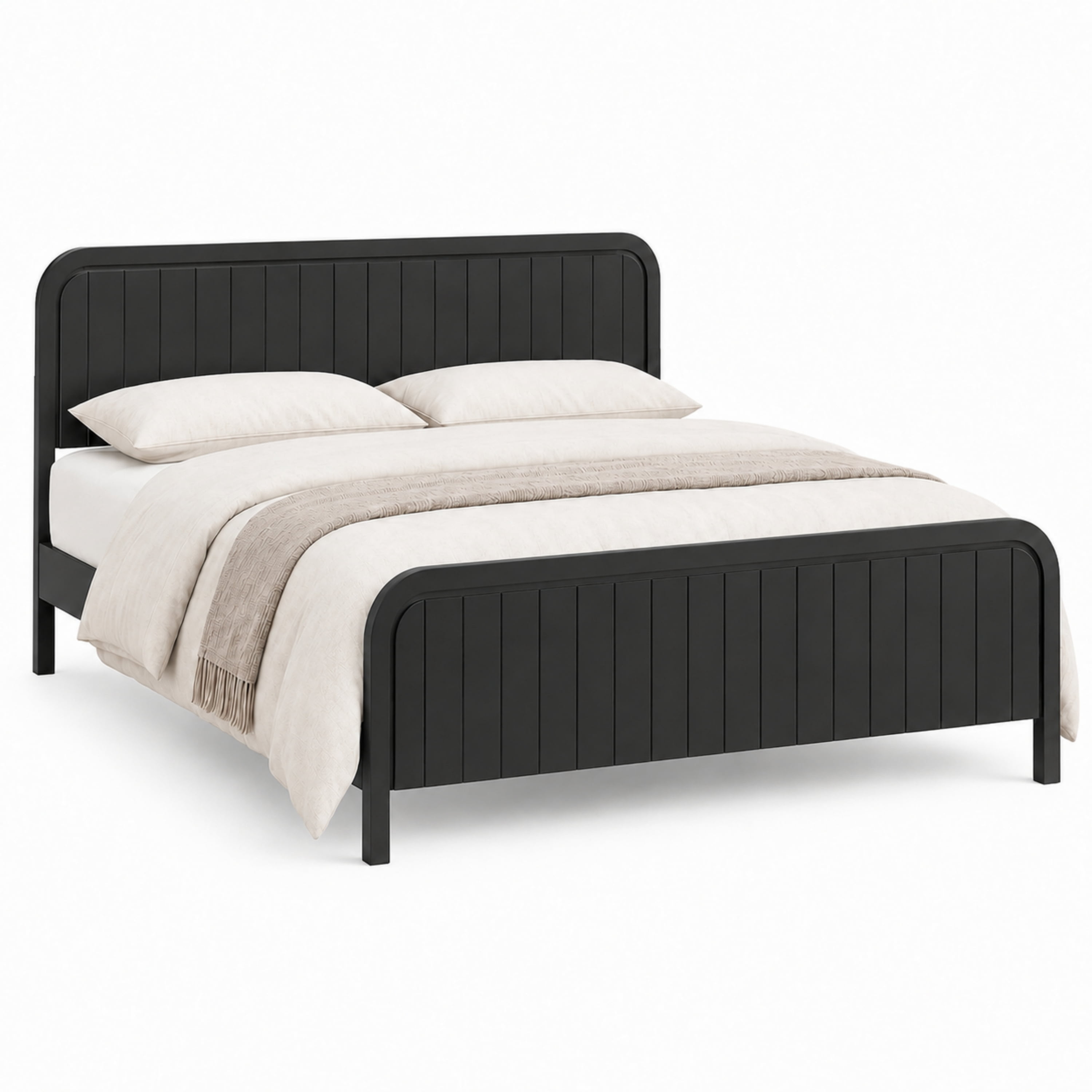 Mintazer King Size Platform Bed Frame with Rounded Headboard & Footboard for Bedroom, No Box Spring Needed, Easy Assembly, Black