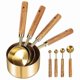 thumbnail image 3 of Measuring Cups and Spoons Set of 8, Wood Handle with Metric and US Measurements,Stainless Steel, for, 3 of 5
