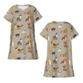 thumbnail image 5 of Salouo Cute Dog Print Short Sleeve Sleepshirt for Womens Comfy Nightgown Scoopneck Cute Nightdress Ruffle -X-Large, 5 of 7