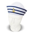 thumbnail image 5 of Gorro marinero de rayas azules y blancas con reborde en forma de cúpula, sin ala, sellado completo, gorro marinero de rayas azul marino, 5 of 5